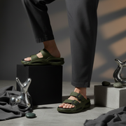 Smoothlite Dual-Tone Cushioned Slippers for men in Olive & Black, image 5