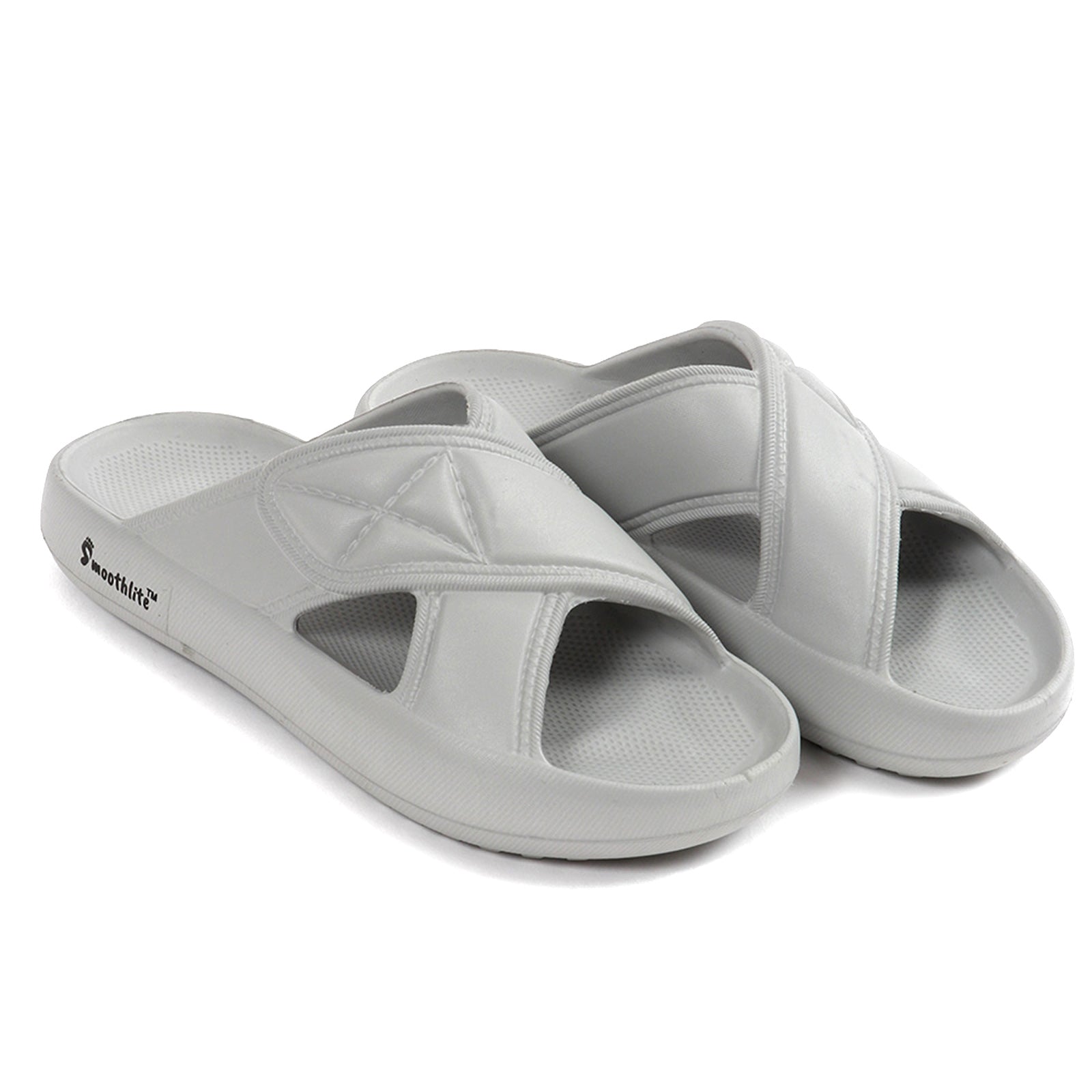 Smoothlite Cross-Strap Comfort Slides for men in Light Grey, image 4