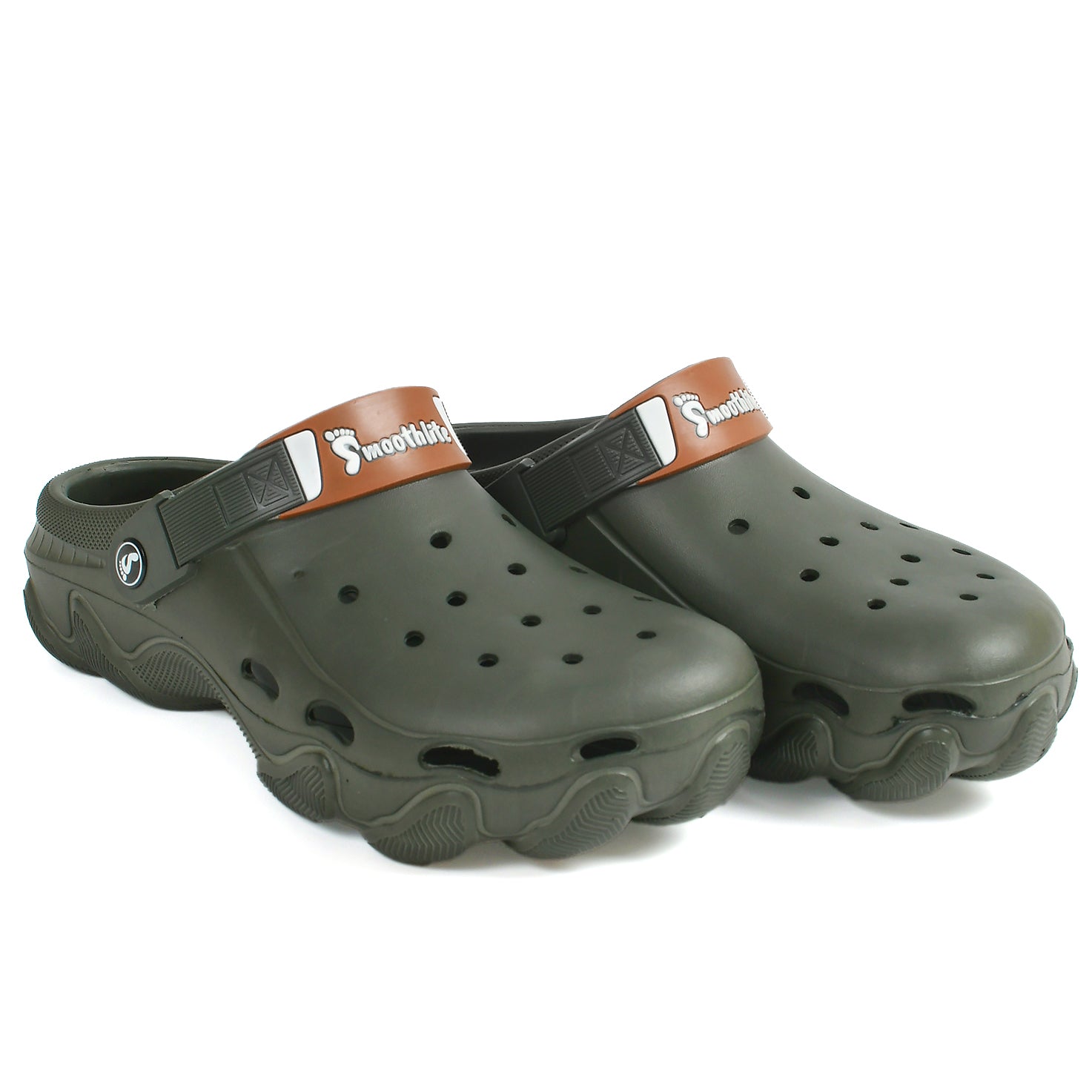 Smoothlite Chunky Clogs with Contrast Strap for men in Olive, image 3
