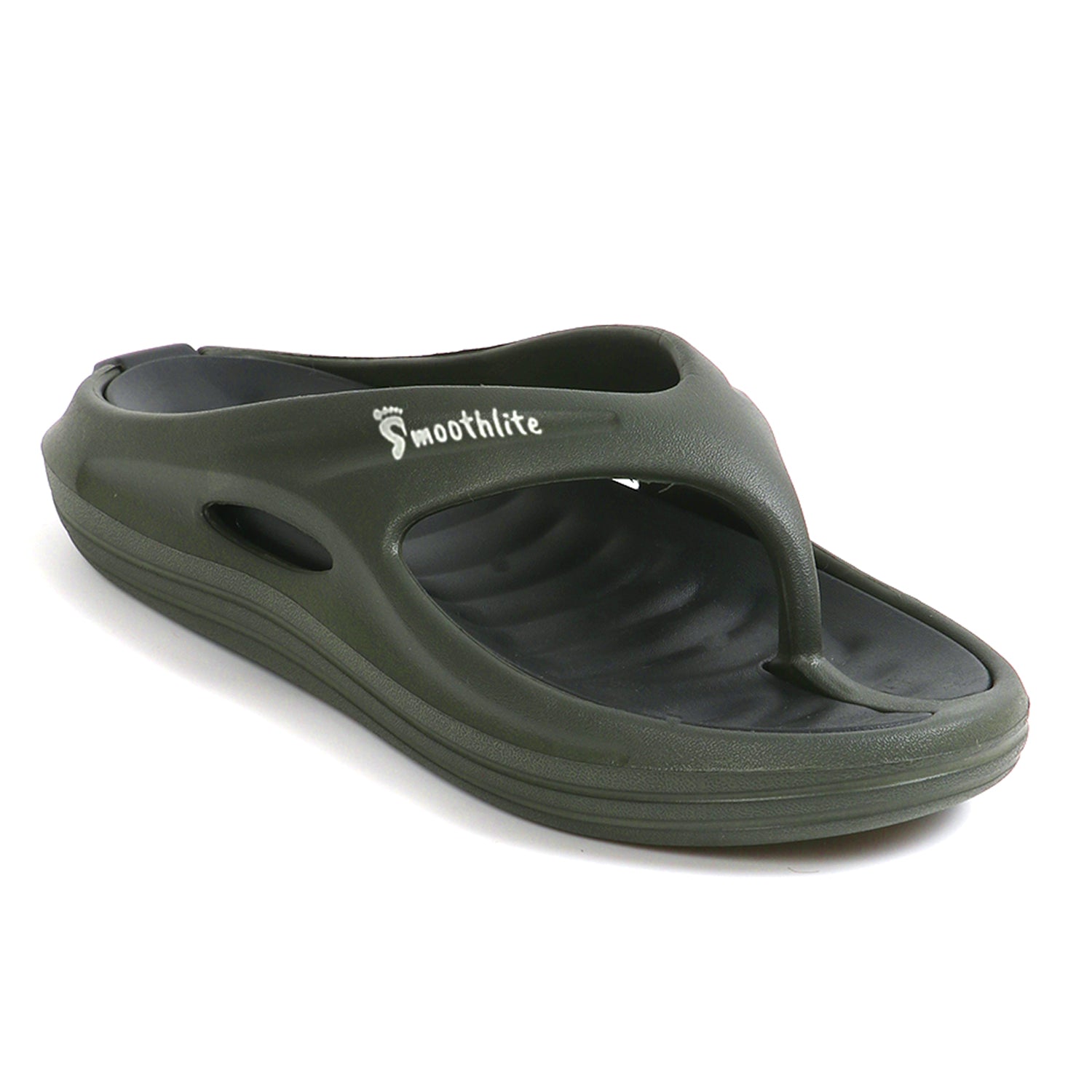 Smoothlite Dual-Tone Slides with Removable Footbed for men in Olive & Black, image 1