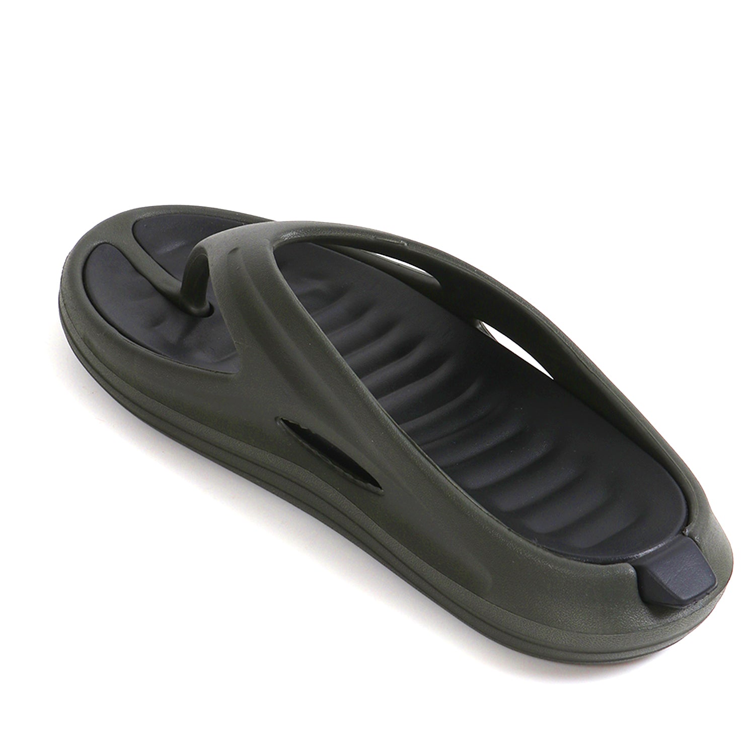 Smoothlite Dual-Tone Slides with Removable Footbed for men in Olive & Black, image 3