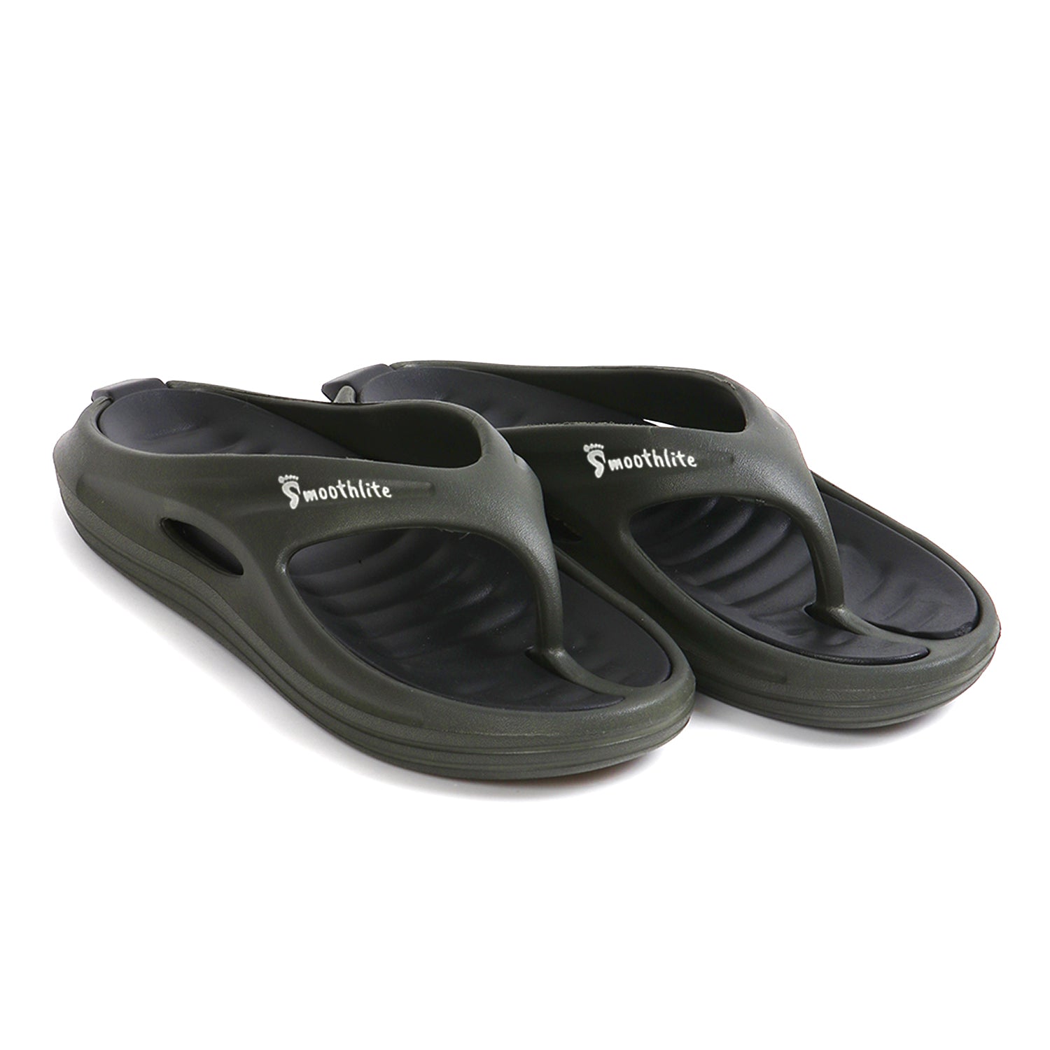 Smoothlite Dual-Tone Slides with Removable Footbed for men in Olive & Black, image 4