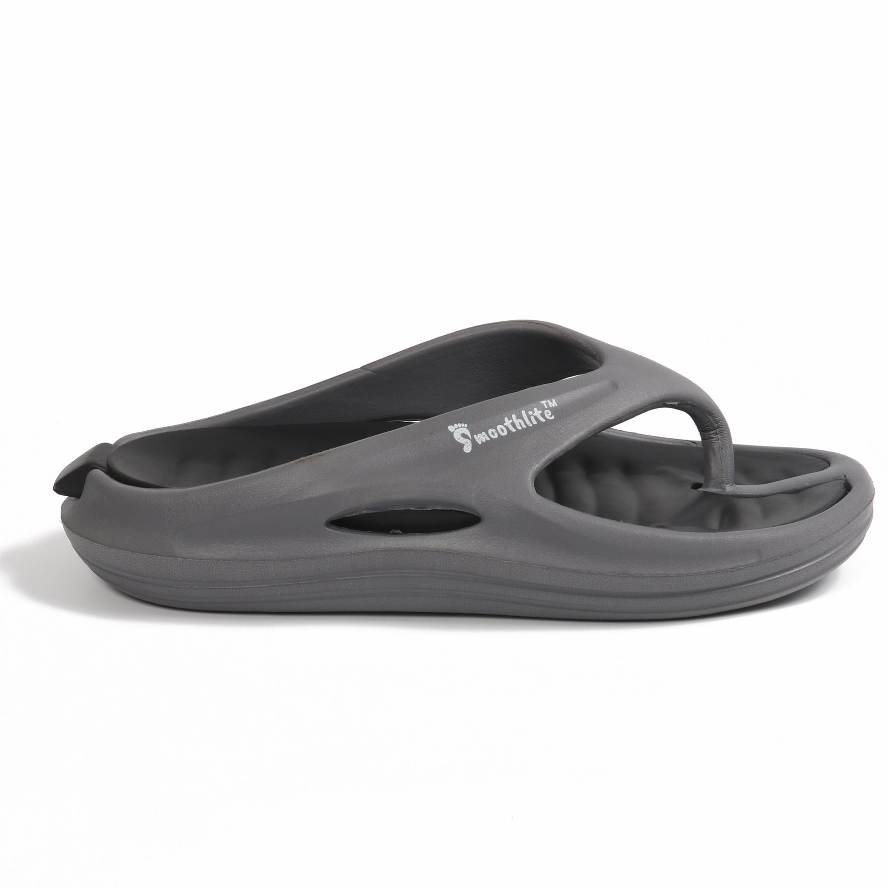 Smoothlite Dual-Tone Slides with Removable Footbed for men in Dark Grey & Black, image 2