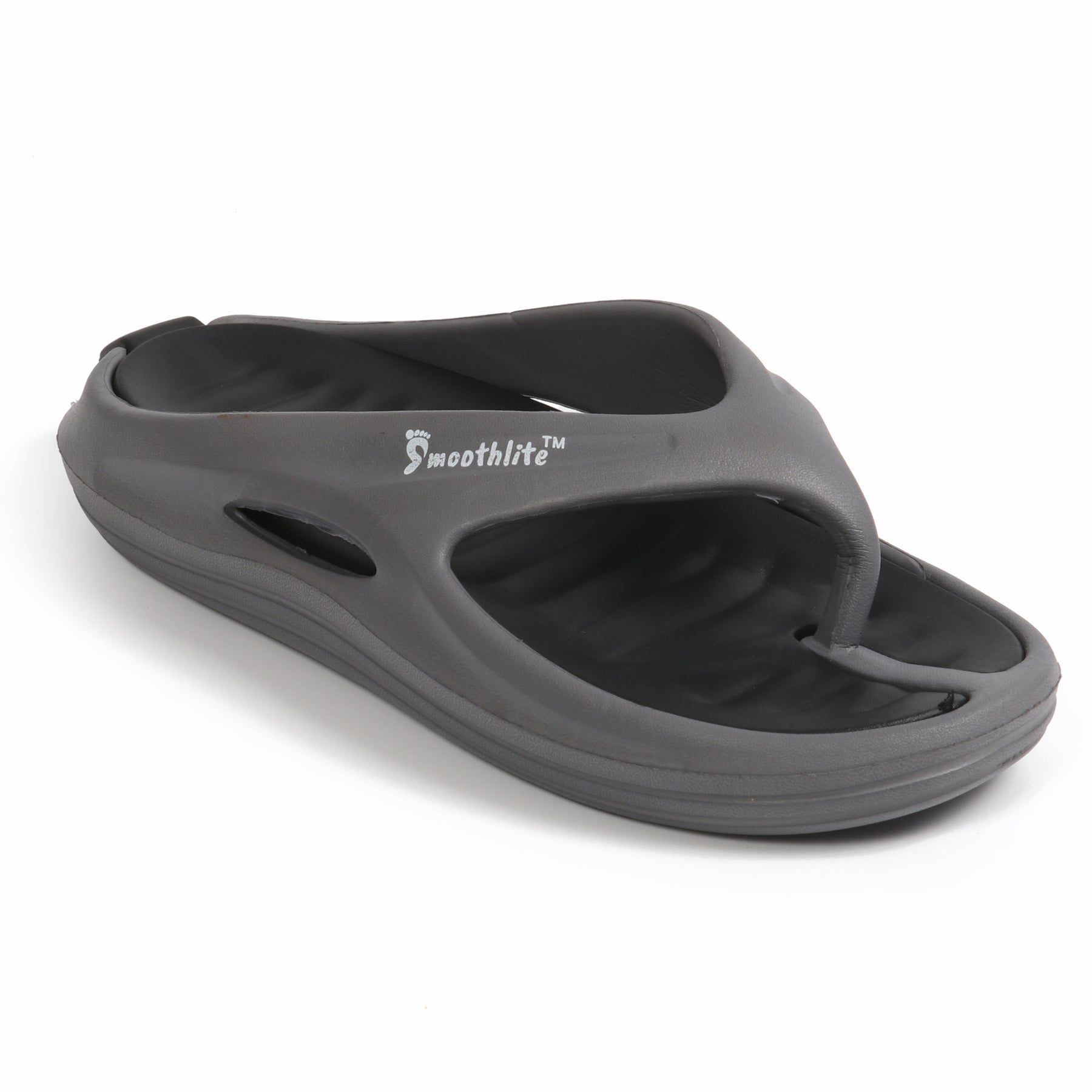 Smoothlite Dual-Tone Slides with Removable Footbed for men in Dark Grey & Black, image 1