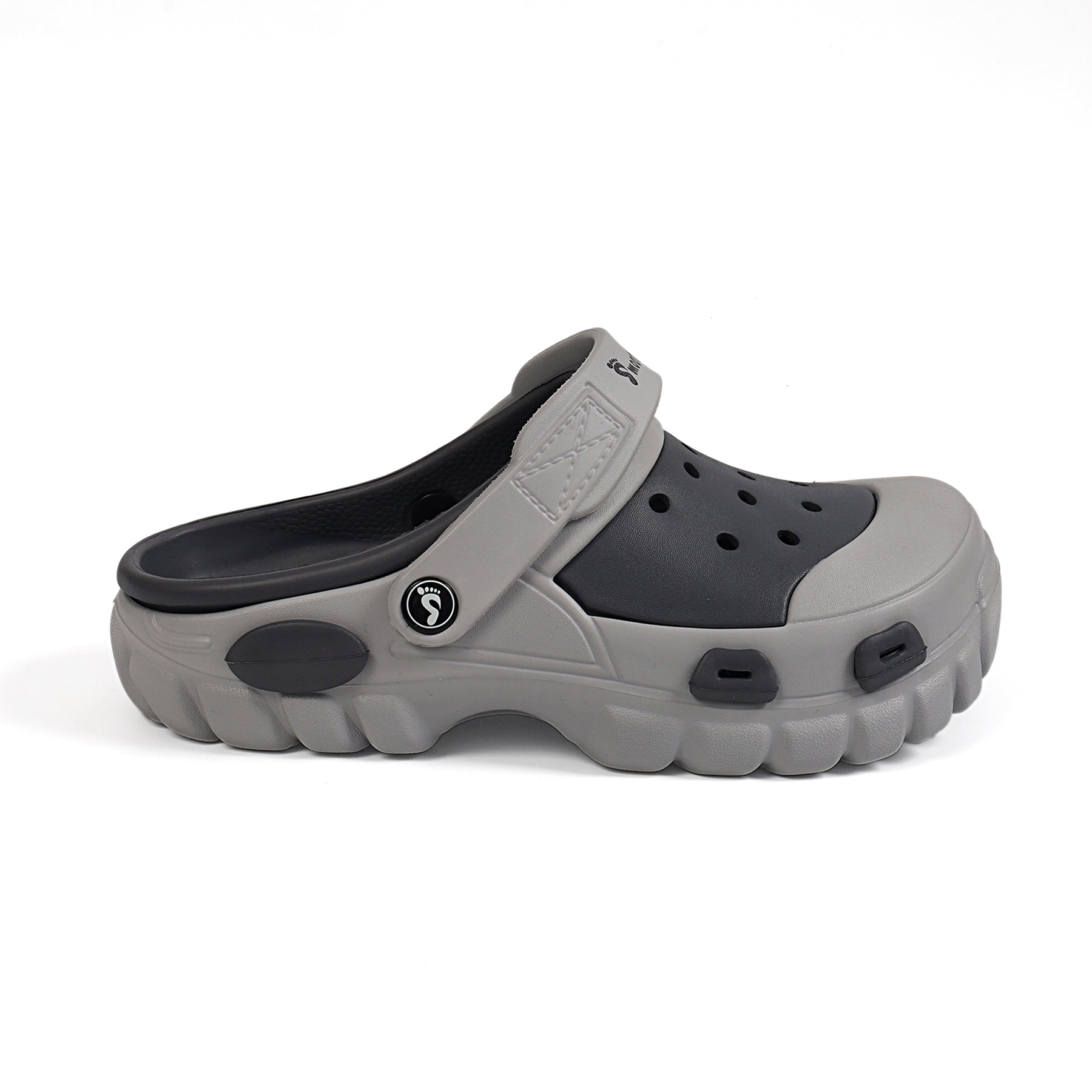 Smoothlite Dual-Tone Chunky Comfort Clogs for men in Dark Grey & Light Grey, image 2