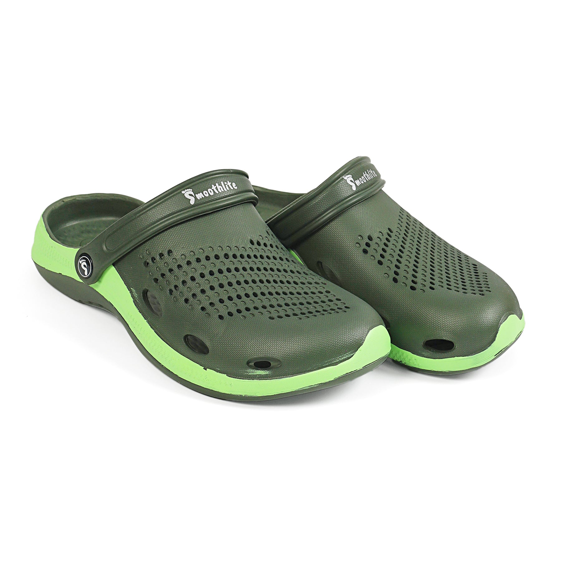 Smoothlite Classic Dual-Tone Painted Clogs for men in Olive & Green, image 4