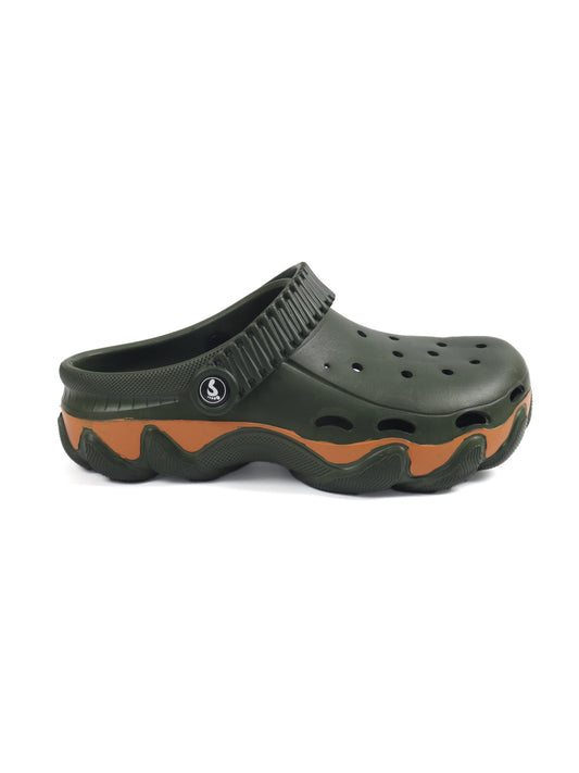 Smoothlite Chunky Painted-Sole Clogs for men in Olive, image 2
