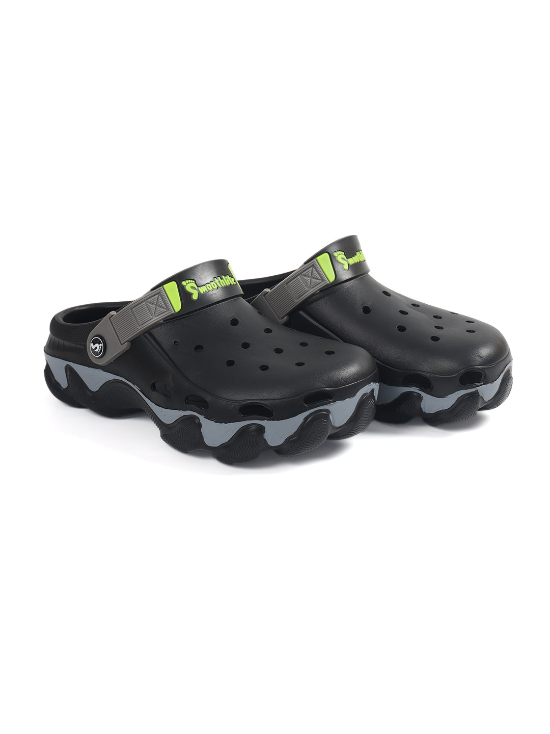 Smoothlite Chunky Painted-Sole Clogs with Contrast Strap for men in Black, image 4
