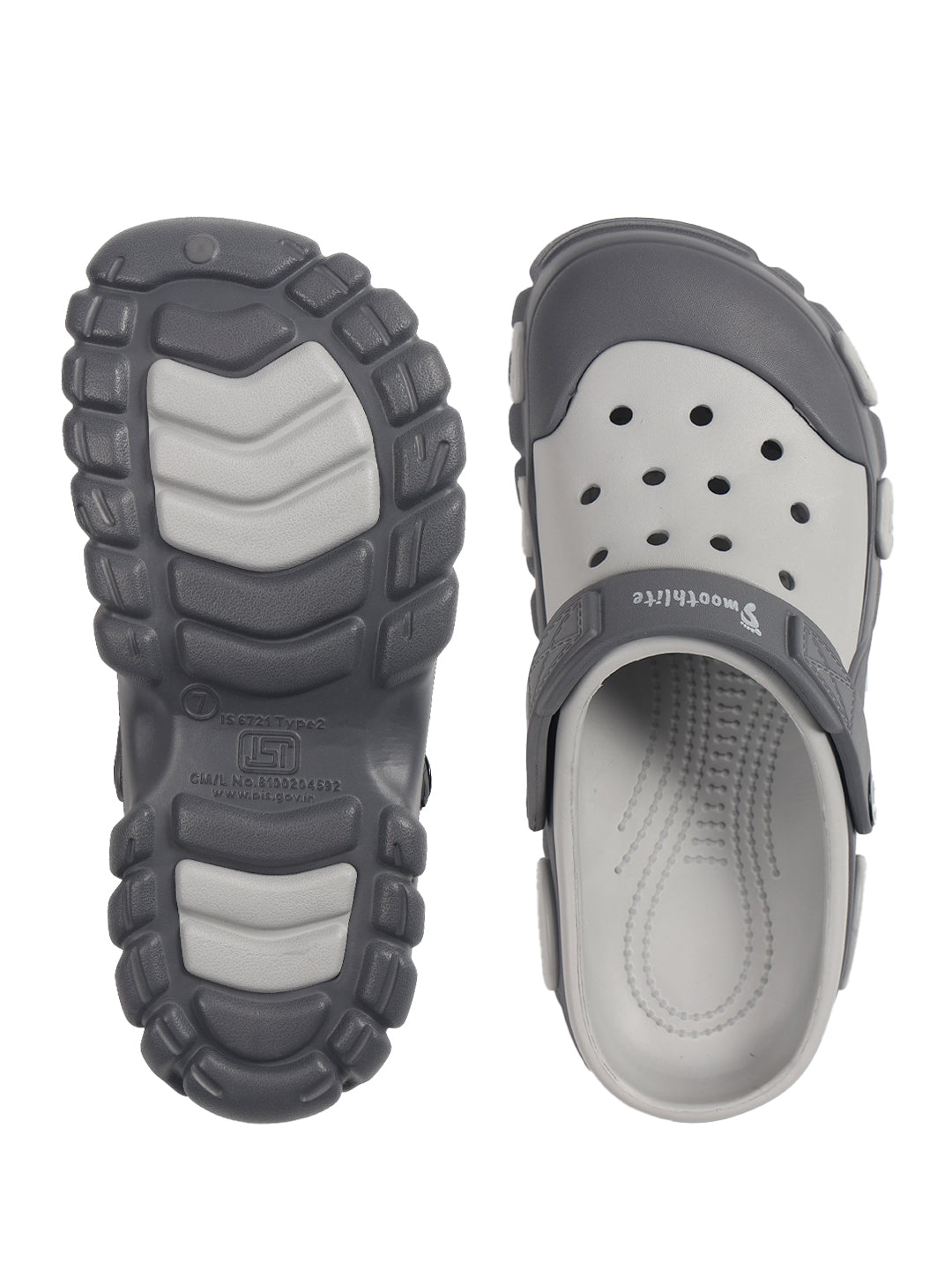 Smoothlite Dual-Tone Chunky Comfort Clogs for men in Light Grey & Dark Grey, image 4