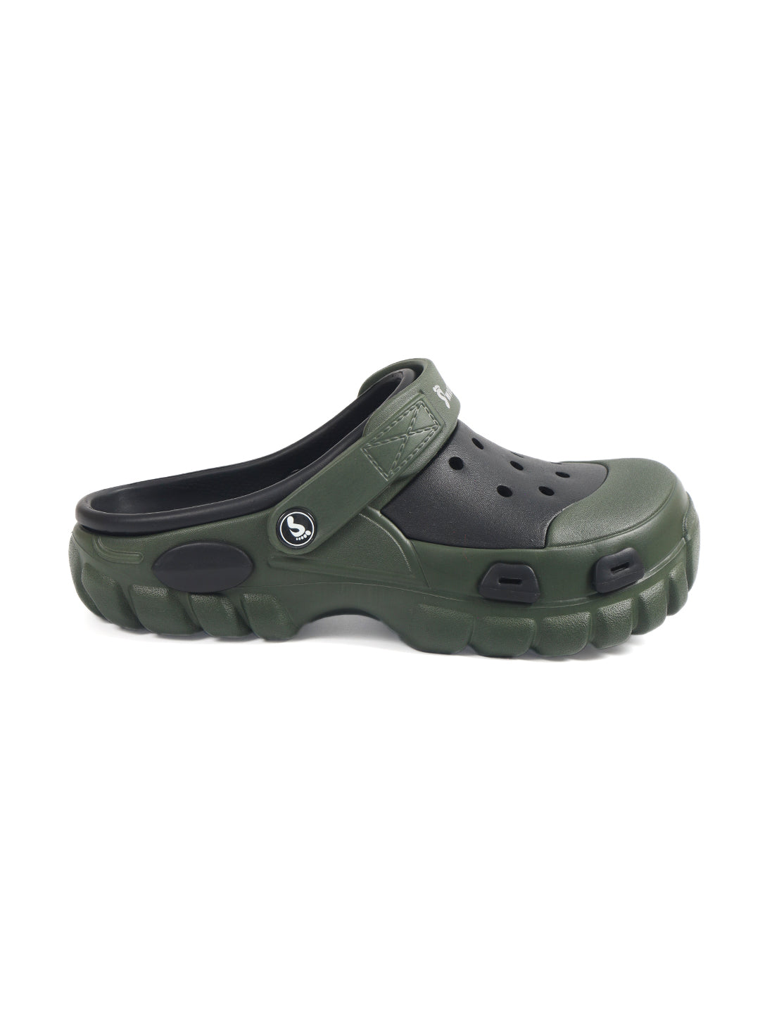 Smoothlite Dual-Tone Chunky Comfort Clogs for men in Olive & Black, image 2