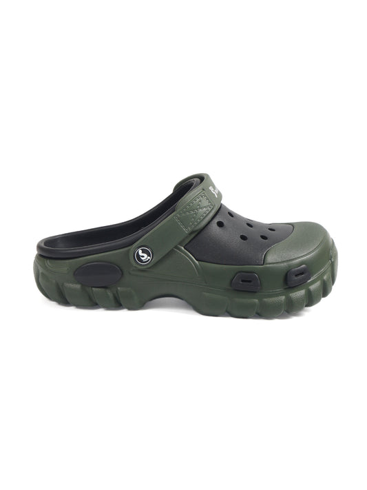 Smoothlite Dual-Tone Chunky Comfort Clogs for men in Olive & Black, image 2