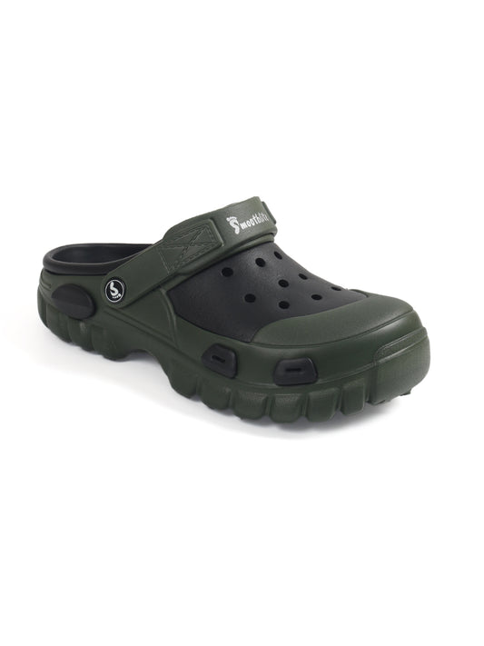Smoothlite Dual-Tone Chunky Comfort Clogs for men in Olive & Black, image 1