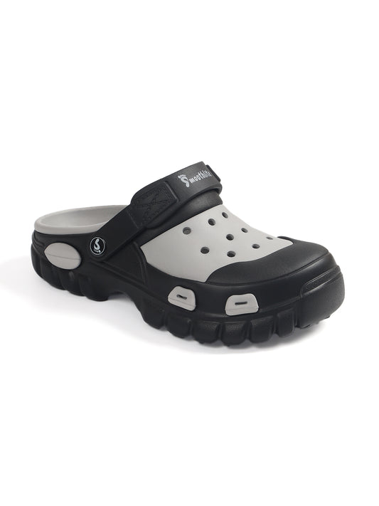 Smoothlite Dual-Tone Chunky Comfort Clogs for men in Black & Light Grey, image 1