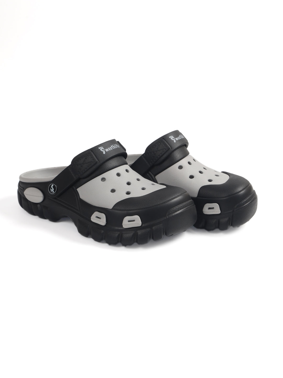 Smoothlite Dual-Tone Chunky Comfort Clogs for men in Black & Light Grey, image 6