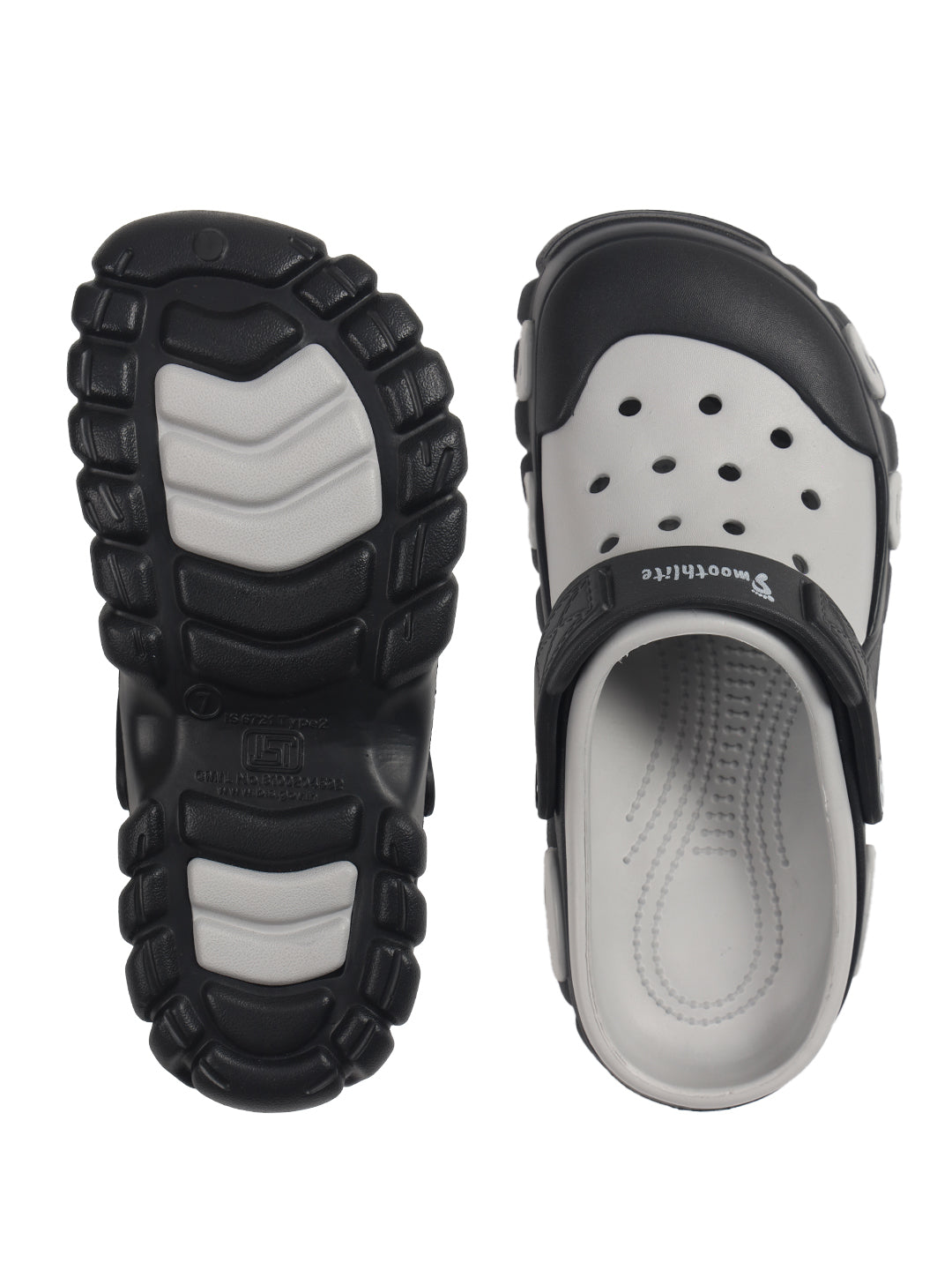 Smoothlite Dual-Tone Chunky Comfort Clogs for men in Black & Light Grey, image 4