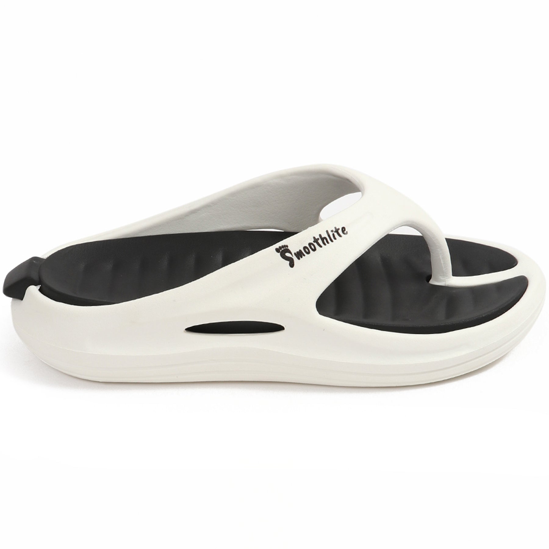 Smoothlite Dual-Tone Slides with Removable Footbed for men in White & Black, image 2