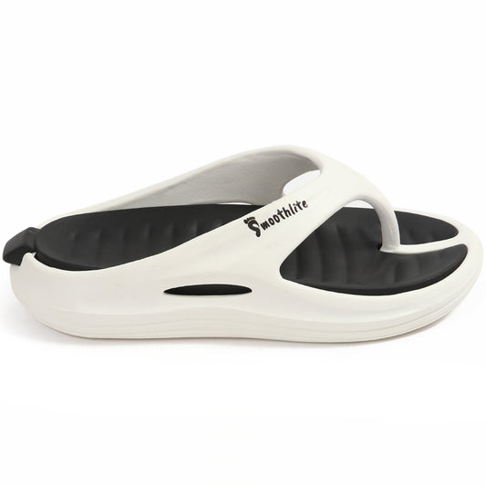 Smoothlite Dual-Tone Slides with Removable Footbed for men in White & Black, image 2