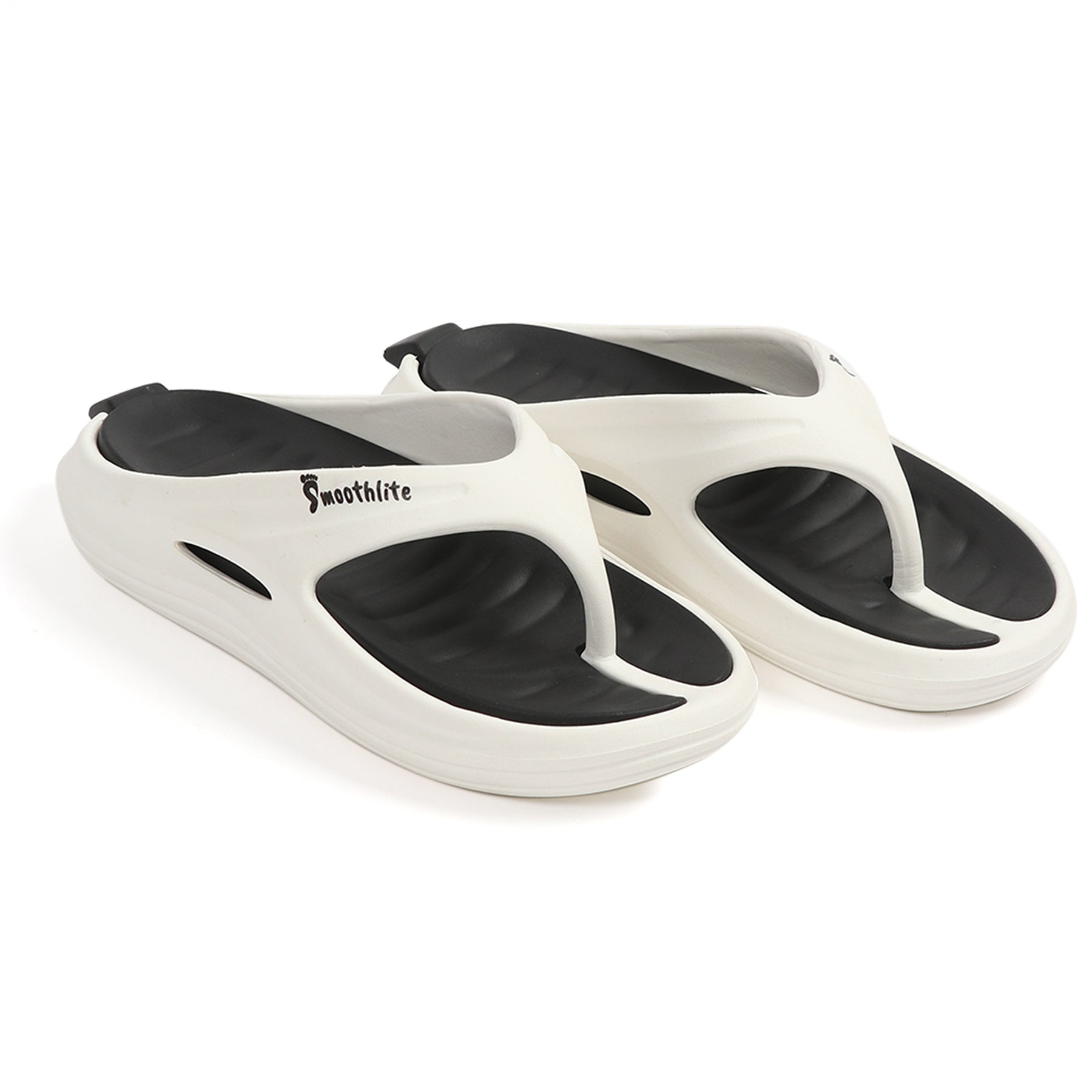 Smoothlite Dual-Tone Slides with Removable Footbed for men in White & Black, image 5