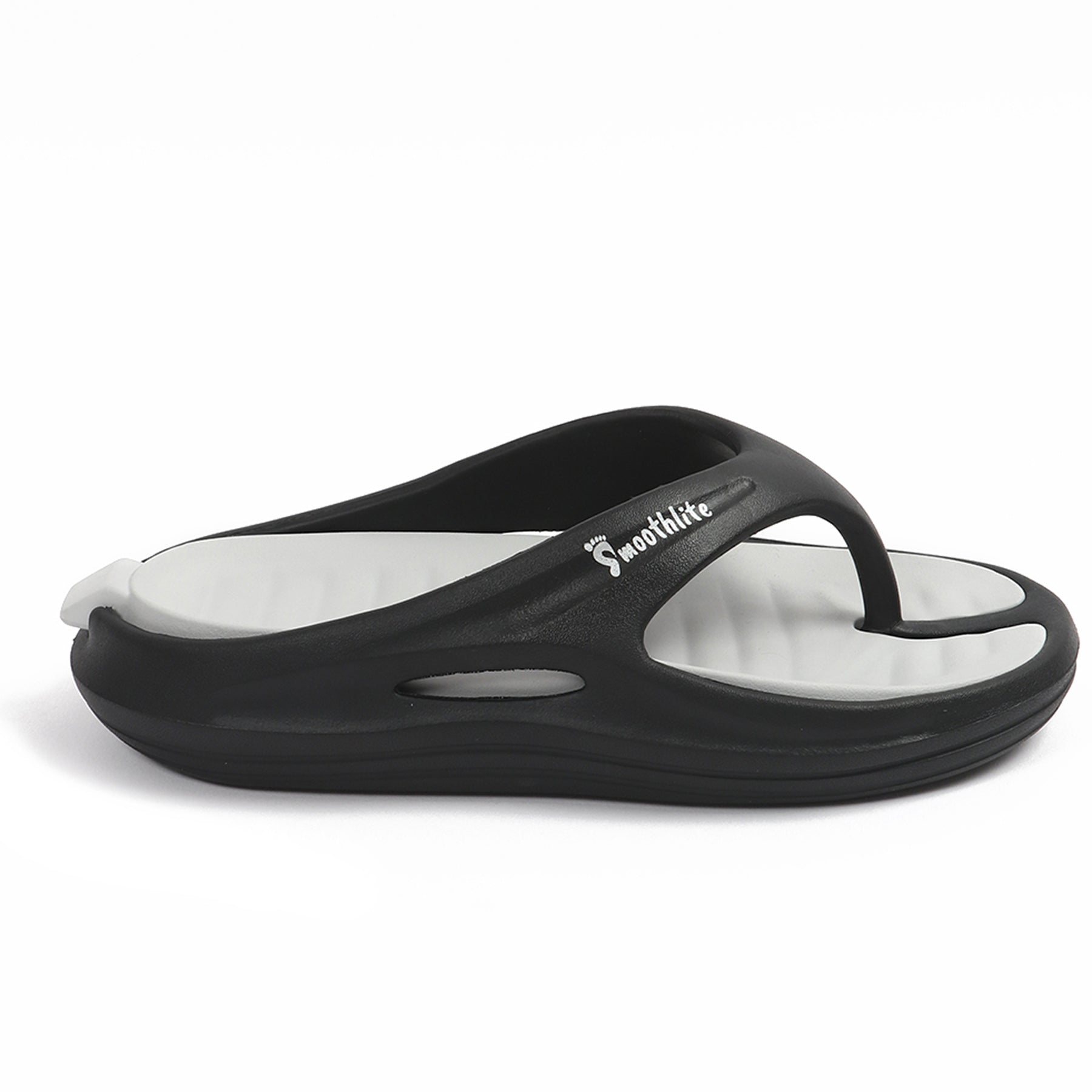 Smoothlite Dual-Tone Slides with Removable Footbed for men in Black & Light Grey, image 2