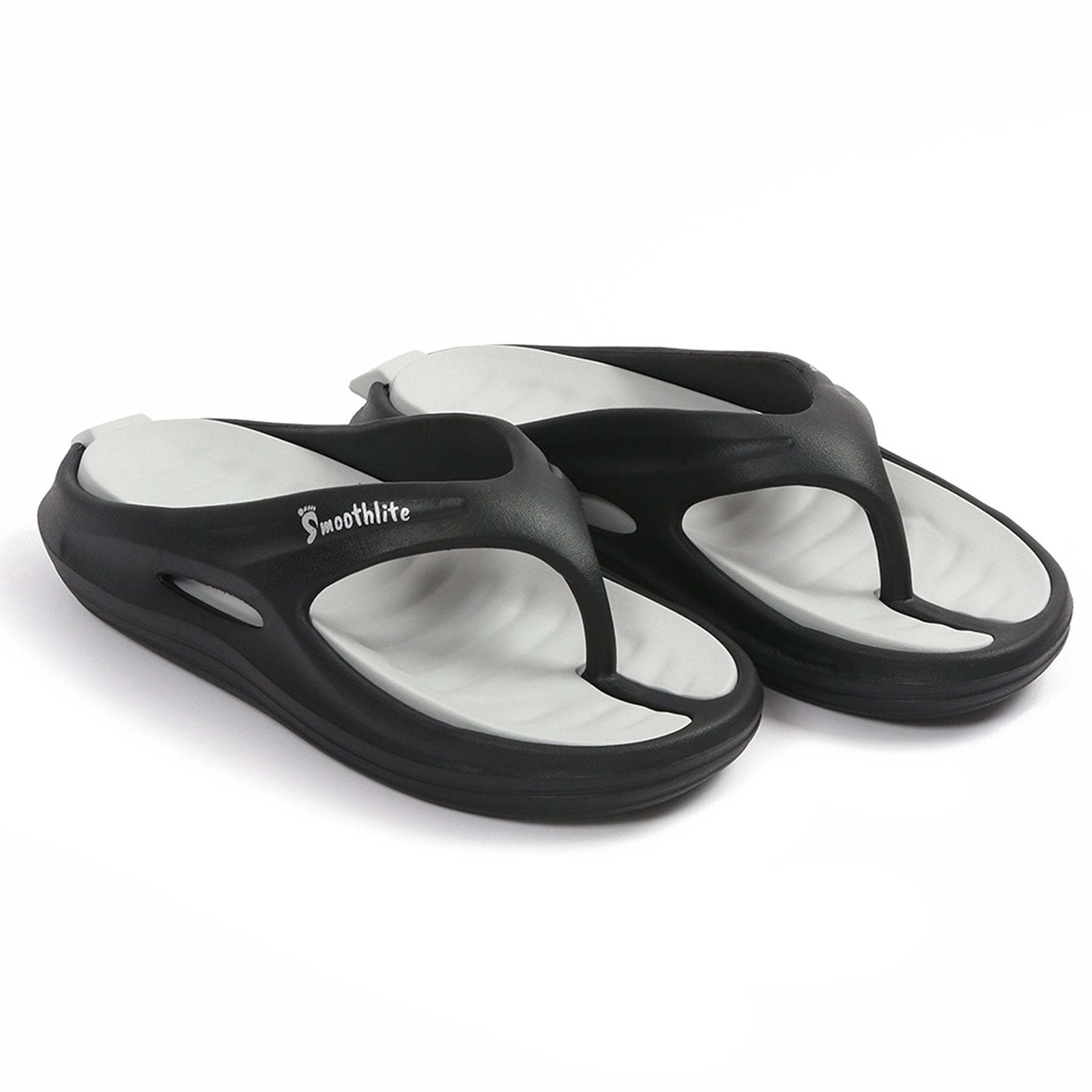 Smoothlite Dual-Tone Slides with Removable Footbed for men in Black & Light Grey, image 4