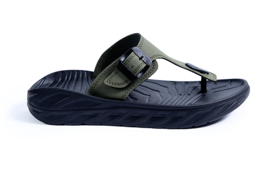 Smoothlite Faux-Leather Strap Comfort Slides for men in Olive, image 2