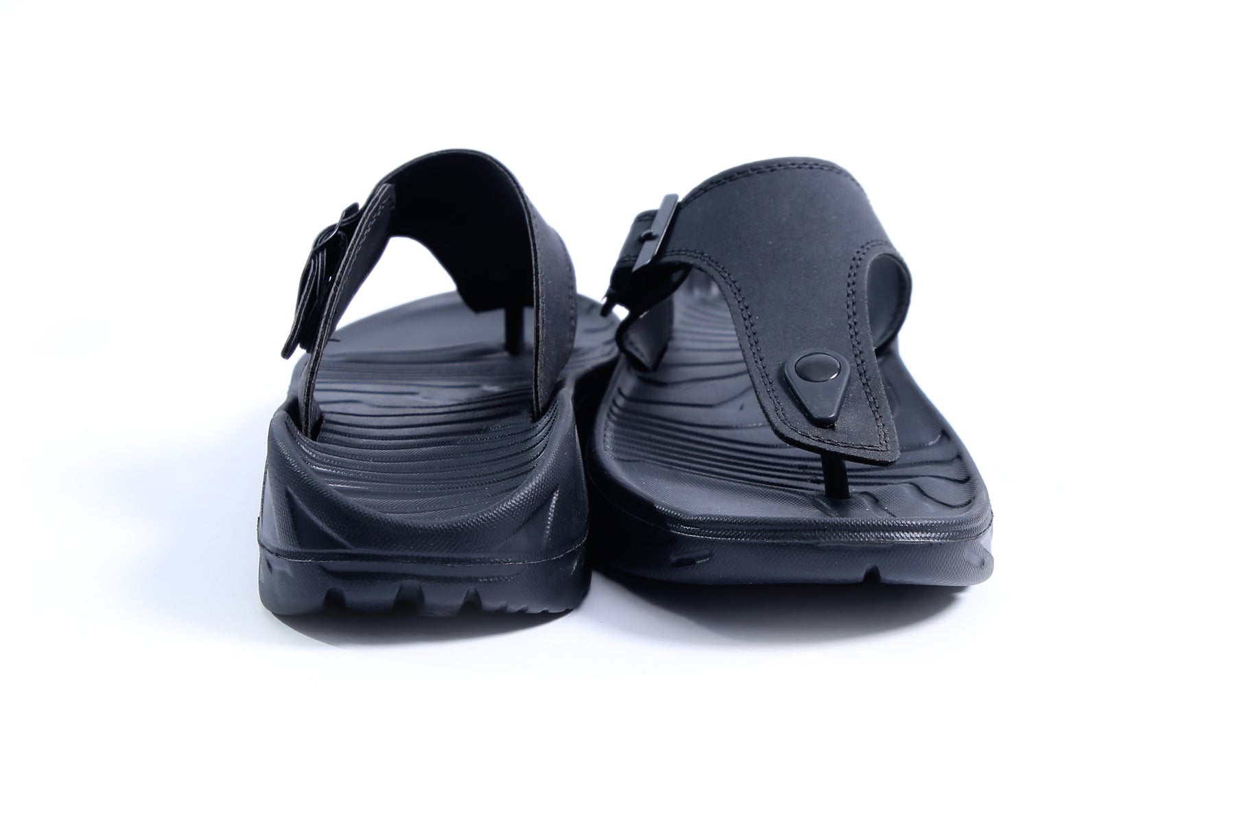 Smoothlite Faux-Leather Strap Comfort Slides for men in Black, image 3