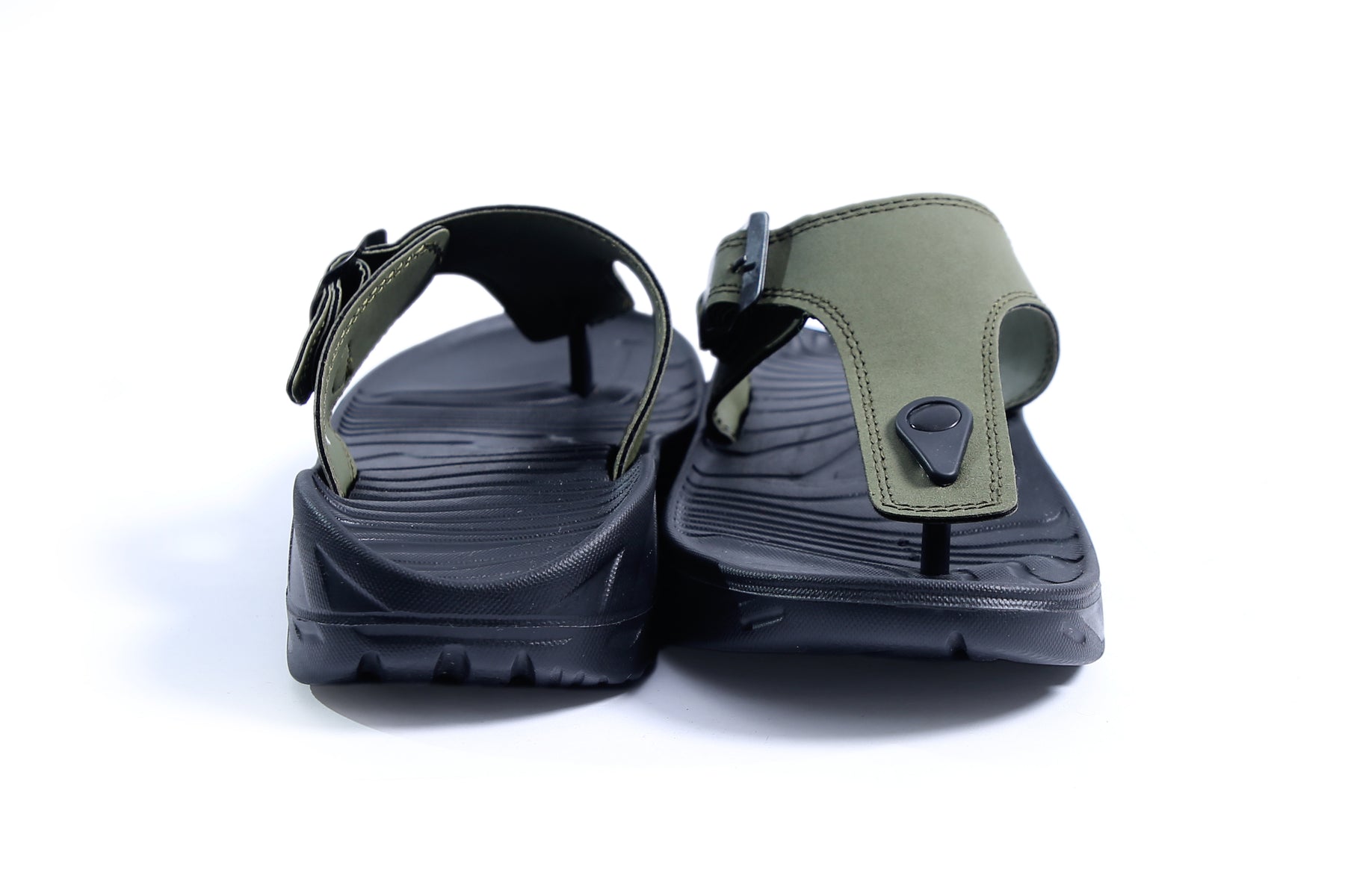 Smoothlite Faux-Leather Strap Comfort Slides for men in Olive, image 3