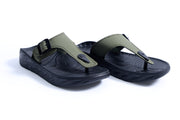 Smoothlite Faux-Leather Strap Comfort Slides for men in Olive, image 4