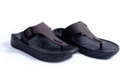 Smoothlite Faux-Leather Strap Comfort Slides for men in Brown, image 4