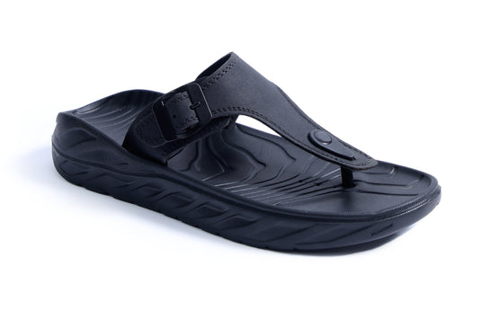 Smoothlite Faux-Leather Strap Comfort Slides for men in Black, image 1