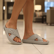 Smoothlite Cross-Strap Comfort Slides for men in Light Grey, image 6