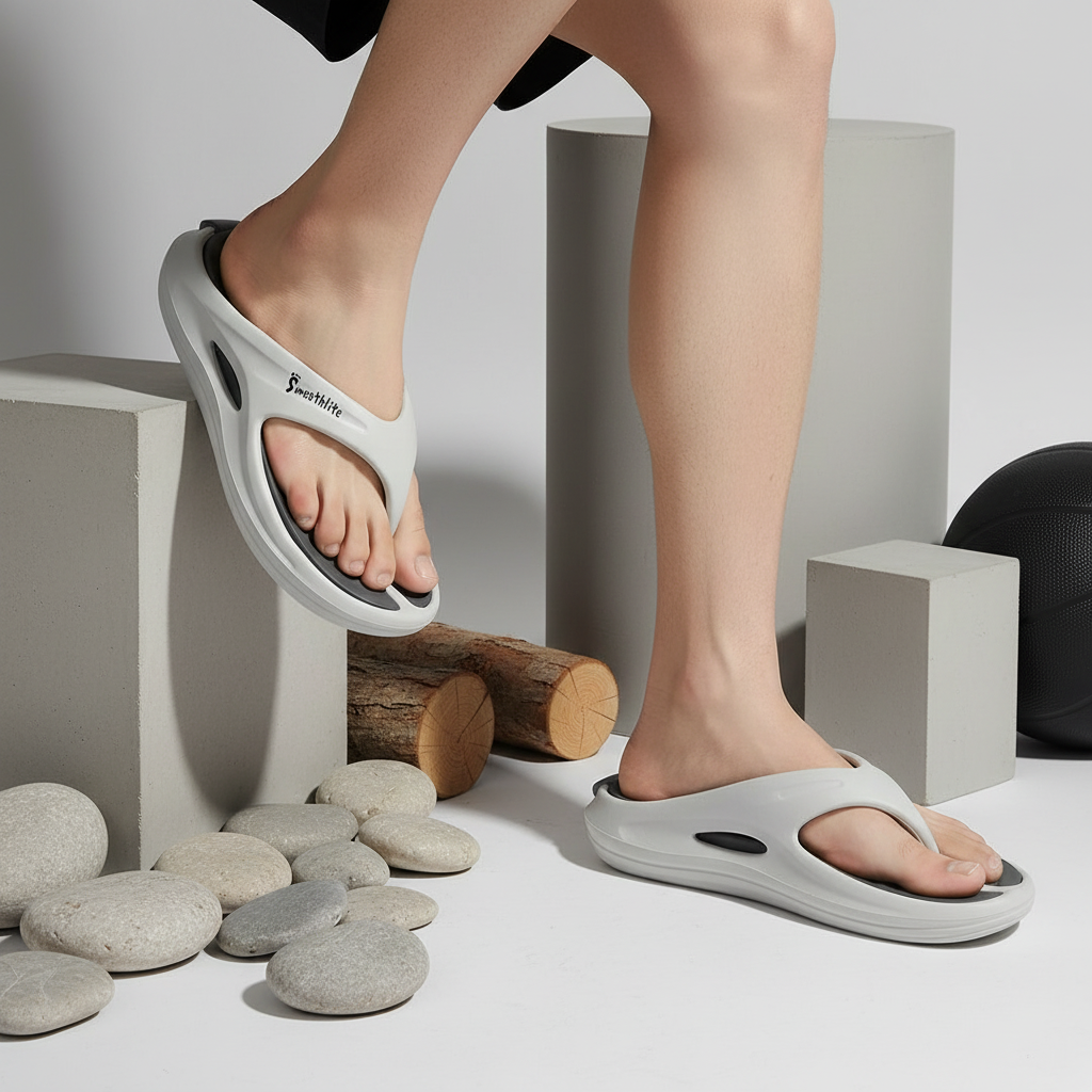 Smoothlite Dual-Tone Slides with Removable Footbed for men in Light Grey & Dark Grey, image 7