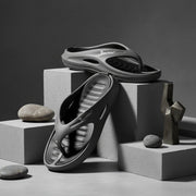 Smoothlite Dual-Tone Slides with Removable Footbed for men in Dark Grey & Black, image 7