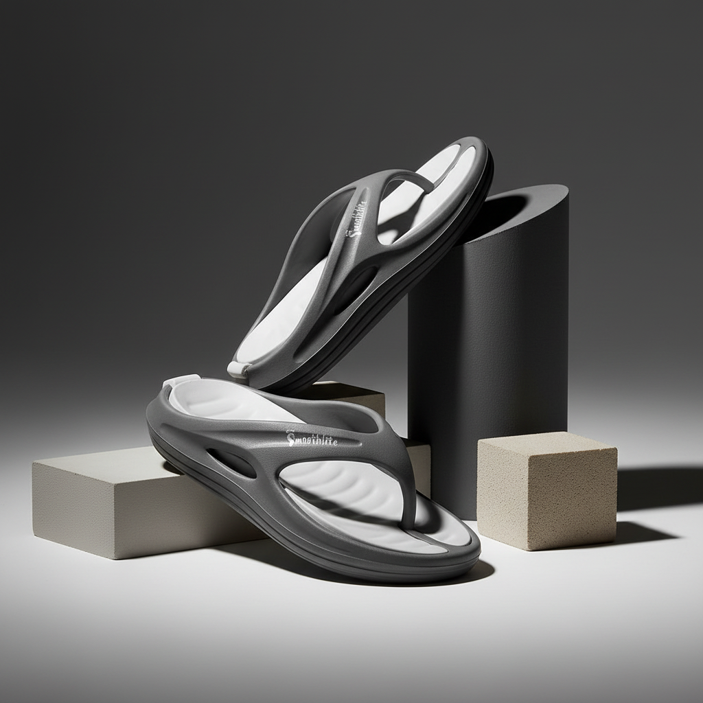 Smoothlite Dual-Tone Slides with Removable Footbed for men in Dark Grey & Light Grey, image 7