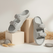 Smoothlite Adjustable Velcro Comfort Slides for men in Light Grey, image 8