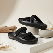Smoothlite Adjustable Velcro Comfort Slides for men in Black, image 6