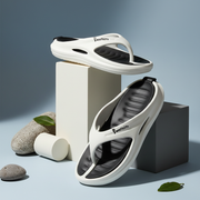 Smoothlite Dual-Tone Slides with Removable Footbed for men in White & Black, image 6