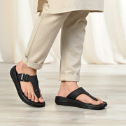 Smoothlite Faux-Leather Strap Comfort Slides for men in Black, image 6