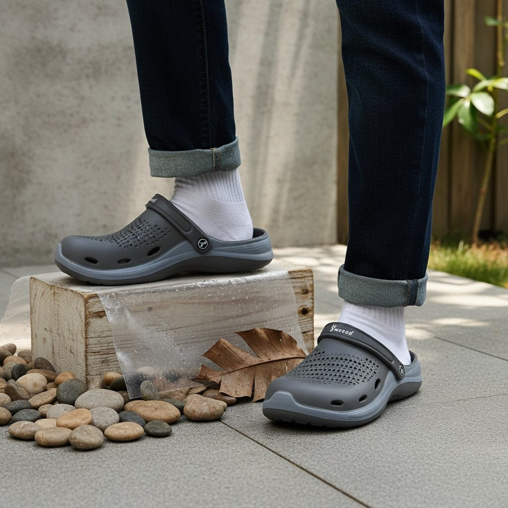 Smoothlite Classic Dual-Tone Painted Clogs for men in Dark Grey & Light Grey, image 7
