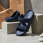 Smoothlite Adjustable Velcro Comfort Slides for men in Navy Blue, image 6