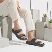 Smoothlite Adjustable Velcro Comfort Slides for men in Dark Grey, image 6