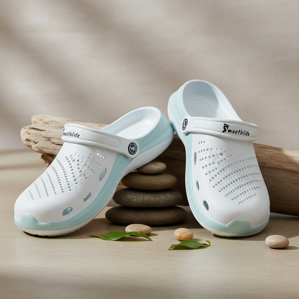 Smoothlite Classic Dual-Tone Painted Clogs for men in White & Blue, image 8