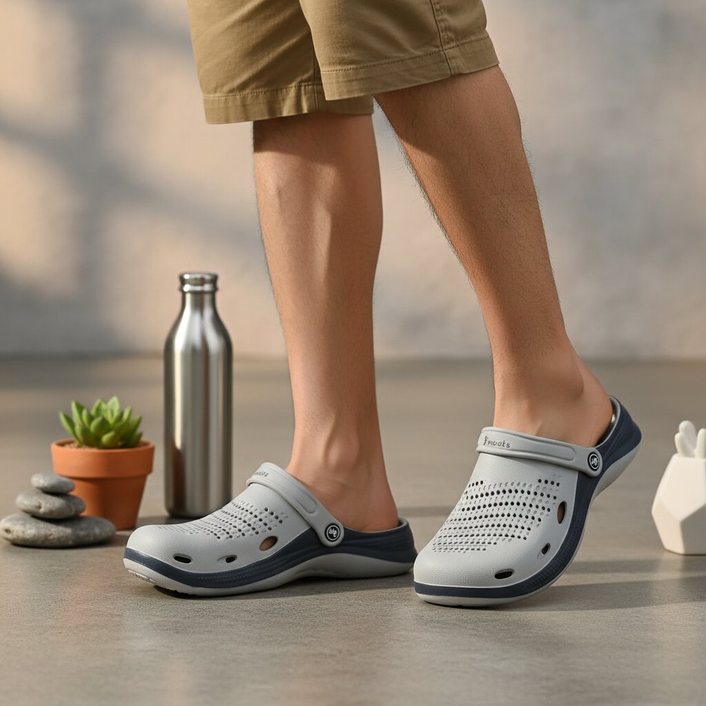 Smoothlite Classic Dual-Tone Painted Clogs for men in Light Grey & Dark Grey, image 7